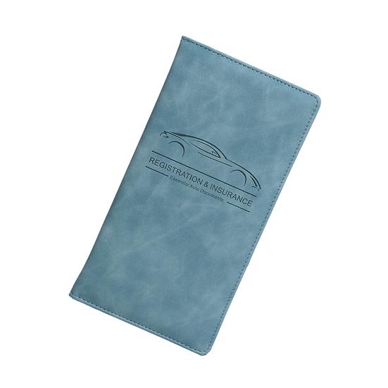 Car Registration Card Holder Multi-Pocket Insurance Card Holder Slim Faux Leather Bifold Wallet Document Organizer
