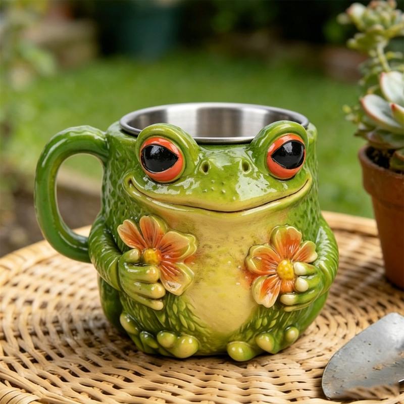 Elegant Frogs And Florals Designs Ceramic Coffee Mug Drinking Cup For Home Offices Use With Comfortable Handle