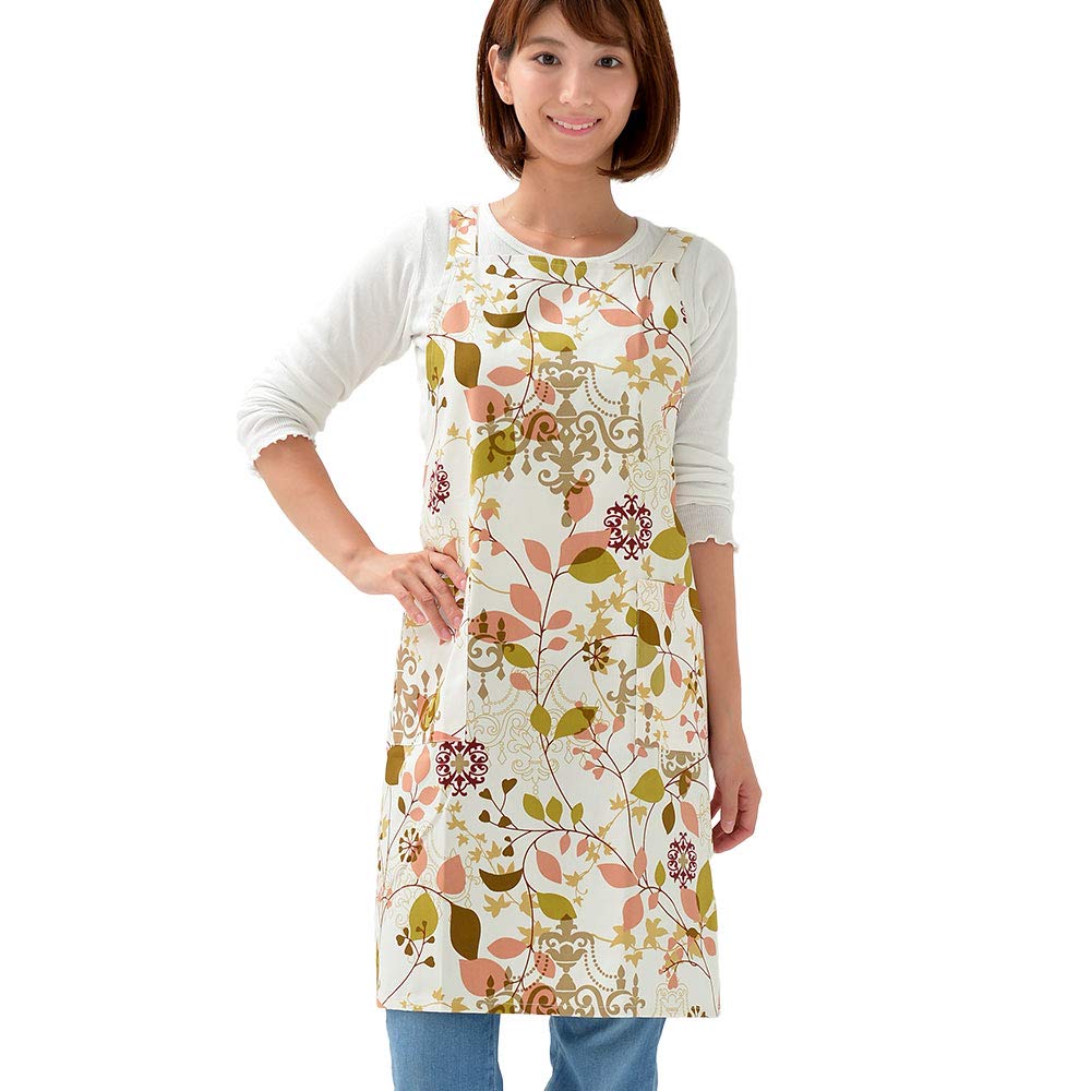 fabrizm Japanese Kitchen Knee Back La Apron, Length, Cross, Pure, White, 1749-wh-wh