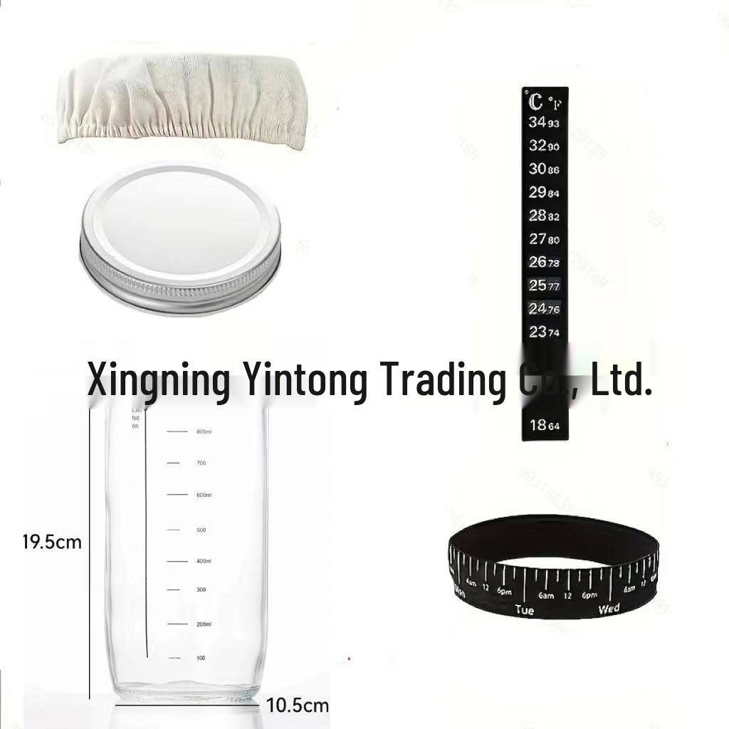 24oz Sourdough Fermentation Glass Jar with Thermometer & Lid for Bread Baking