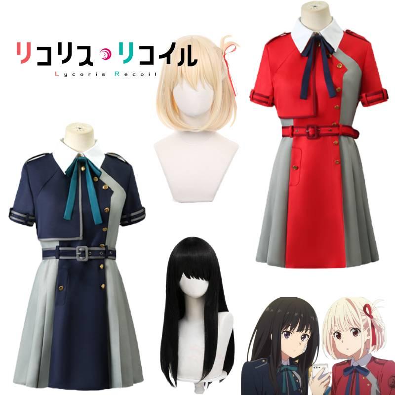 Lycoris Recoil Chisato Nishikigi Takinai Cosplay Kleidung – Kurzer Rock Kurzarm