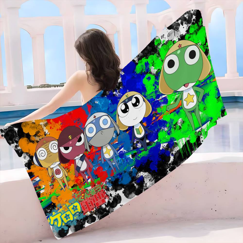 Keroro Frog Cool Gunsou Sergeant Beach Towel Colorful Bath Towels Microfiber Quick Dry Sand Free Beach Yoga Spa Gym Pool