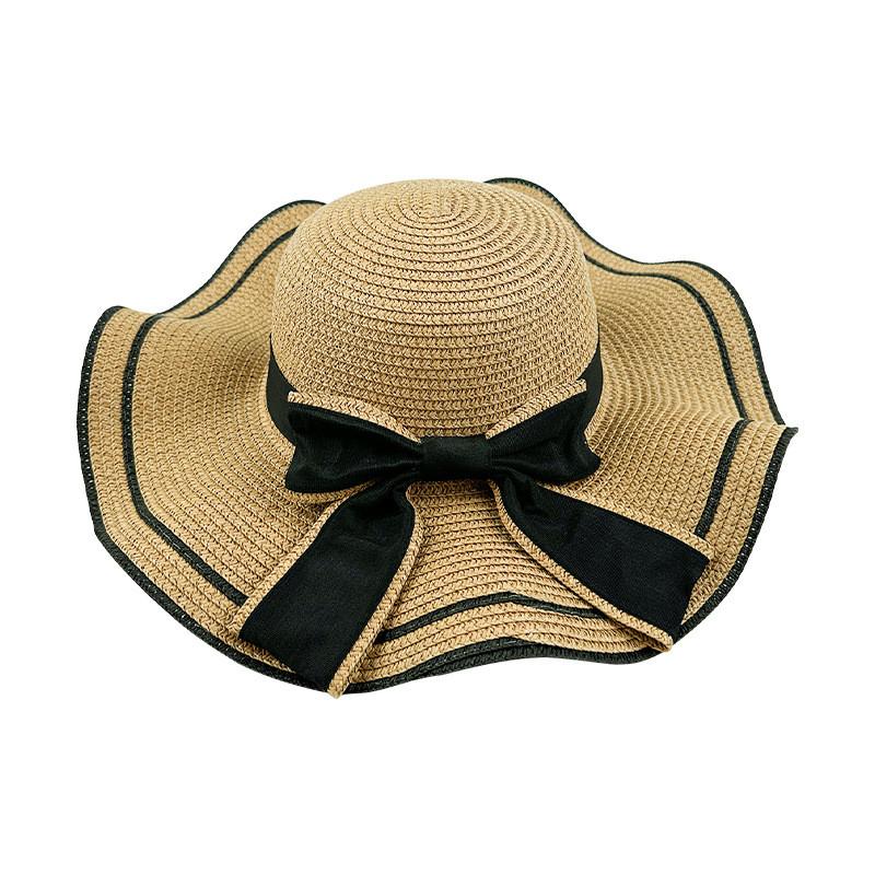 Wave Brim Sun Hat Made Of Straw With Breathable Design For Women Outdoor Activities