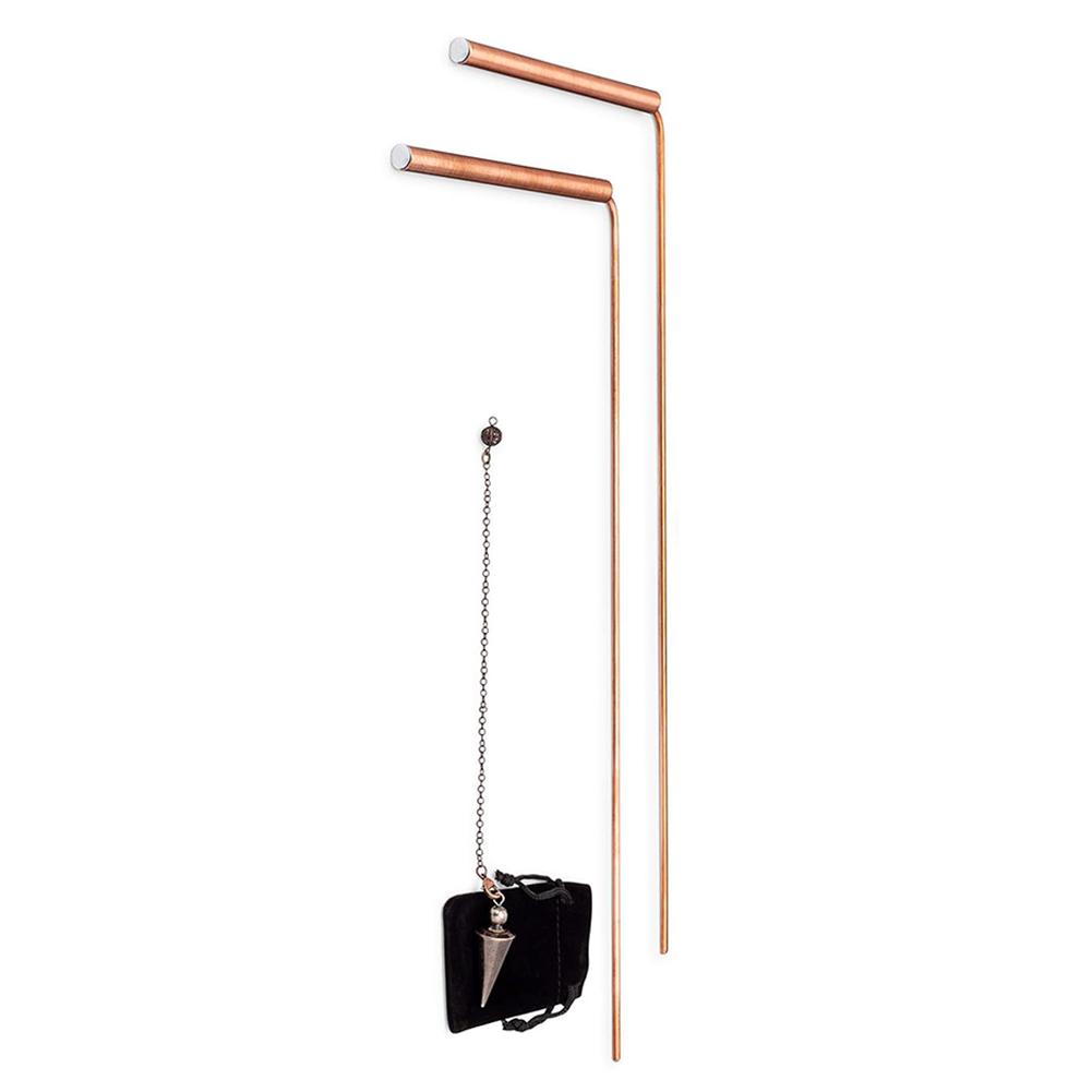 2pcs 99.9% Copper Dowsing Rod Psychic And Divination Copper Pendulum Kit Portable Dragon Seeking Detachable Tool
