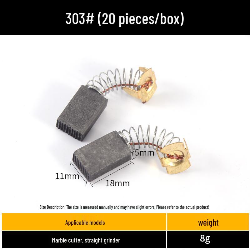 Carbon Brush Set for Angle Grinders, Cutting Machines, Hand Drills, Polishers, Sanders, Impact Drills, and Motors
