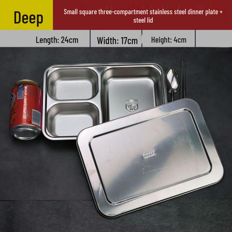 

Stainless Steel 5-Compartment Lunch Tray with Lid, 2-Pack