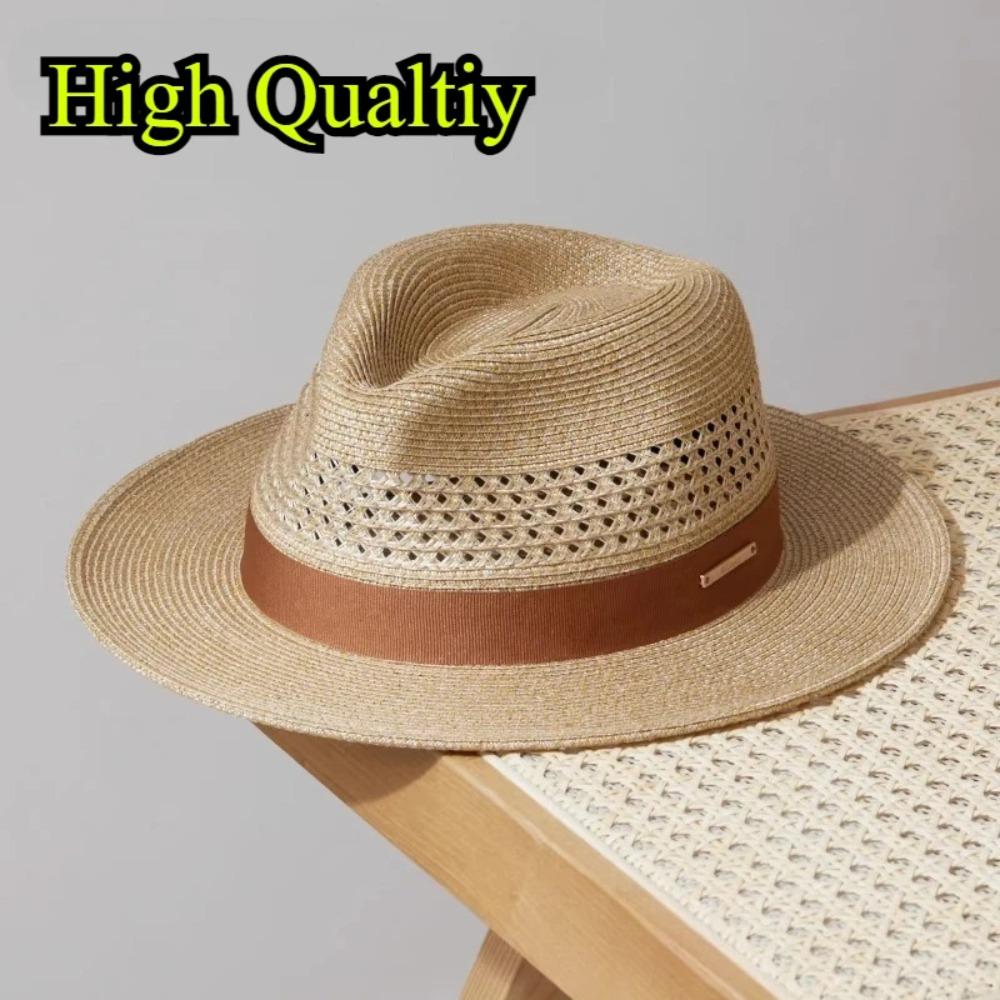 Big Size 60cm Panama Jazz Straw Hat Men's Women's Outdoors Sunscreen Hole Sun Hat Summer Man L Wide Brim Beach Hat