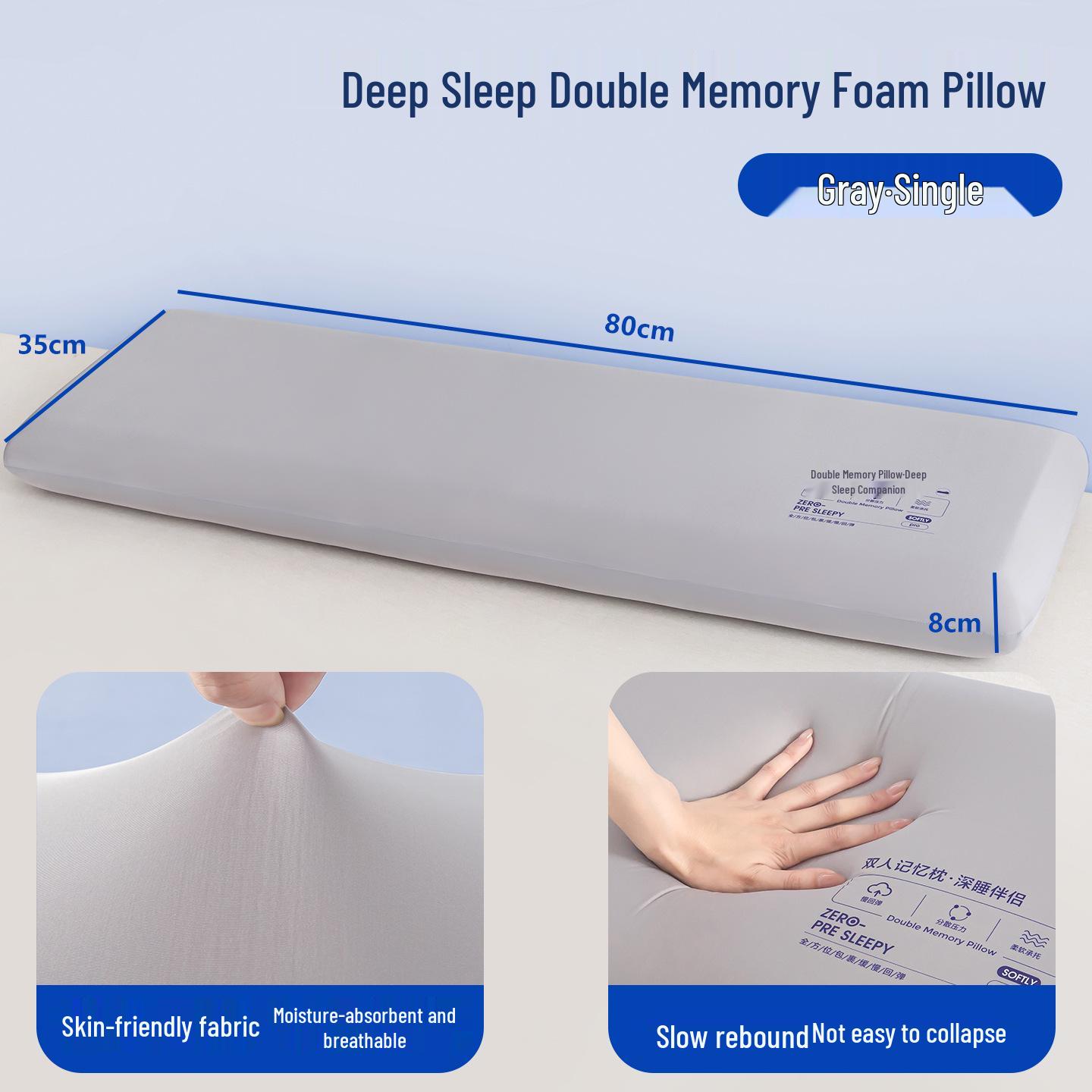 Extended Zero Pressure Memory Foam Pillow - 1.5m for Couples, 1.8m Neck Support Version