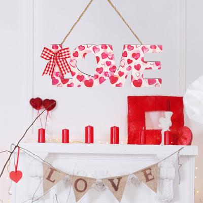 Door Hanger Ornament Valentine's Day Decoration Durable Wedding Porch Wooden Sign for
