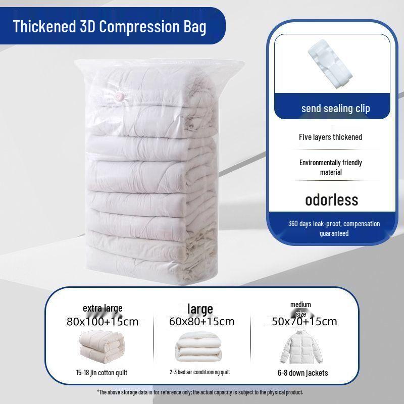

Enhanced 3D Vacuum Compression Bag for Bedding & Clothes - Moisture & Mold-Proof, Ideal for Home Use & Moving. Medium 50x70