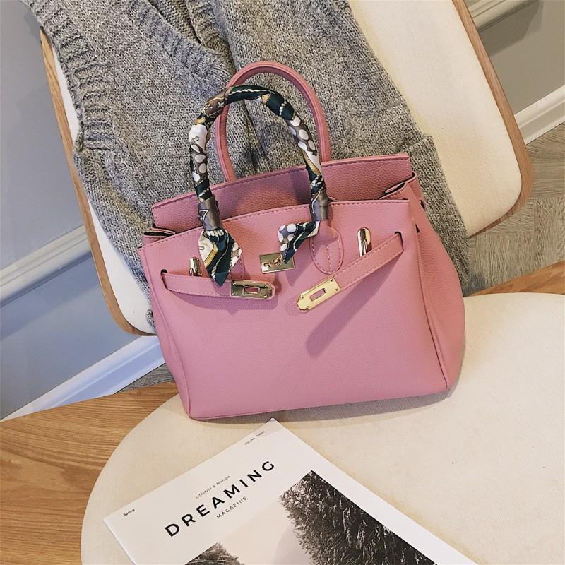 Cross Border Large Capacity Hand-held Lychee Patterned Women's Bag 2026 New Fashion Scarf Kelly Shoulder Crossbody Bags