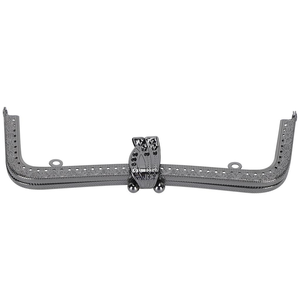 Metal Purse Frame DIY Kiss Clasp Lock Retro Embossed Handle Hardware Accessories 20cmGun Black