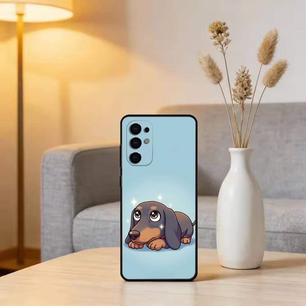 C-Cute C-Cartoon D-Dachshund Phone Case For Samsung S25,S24,S21,S22,S23,S30,Ultra,S20,Plus,Fe,Soft Silicone Black Cover