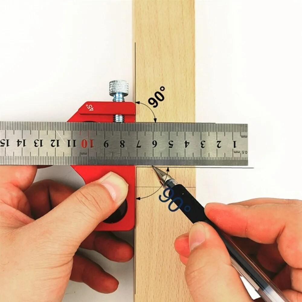 45/90 Degrees Aluminum Alloy Steel Ruler Block Steel Ruler Limiter  Portable Positioning Block Stop Fixed Tool