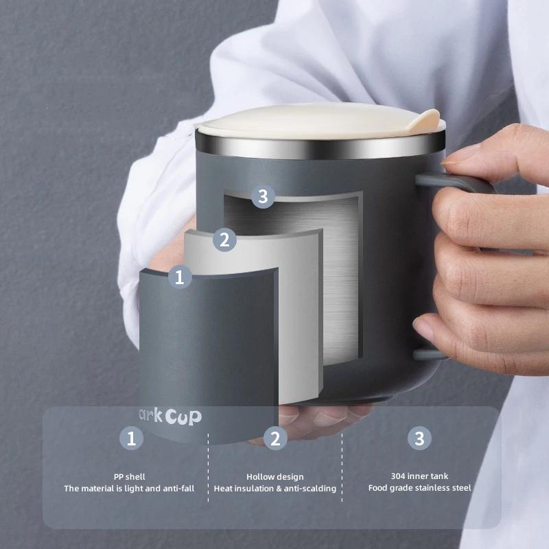 304 Stainless Steel Water Cup Milk Juice Tea Coffee Mug Double Layer Insulation Tropical Handle Cup Office Home Drink Mouth Cup
