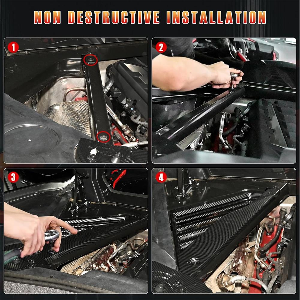Carbon Fiber Look Engine Bay Panel Cover For Chevy Corvette C8 2020-2024