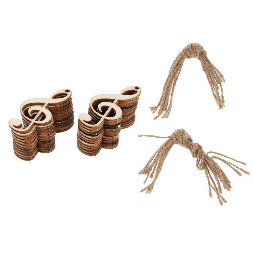 

24 пьесы Пустая музыкальная нота Знак Деревянный кулон Подарочные теги с джутовым шпагатом