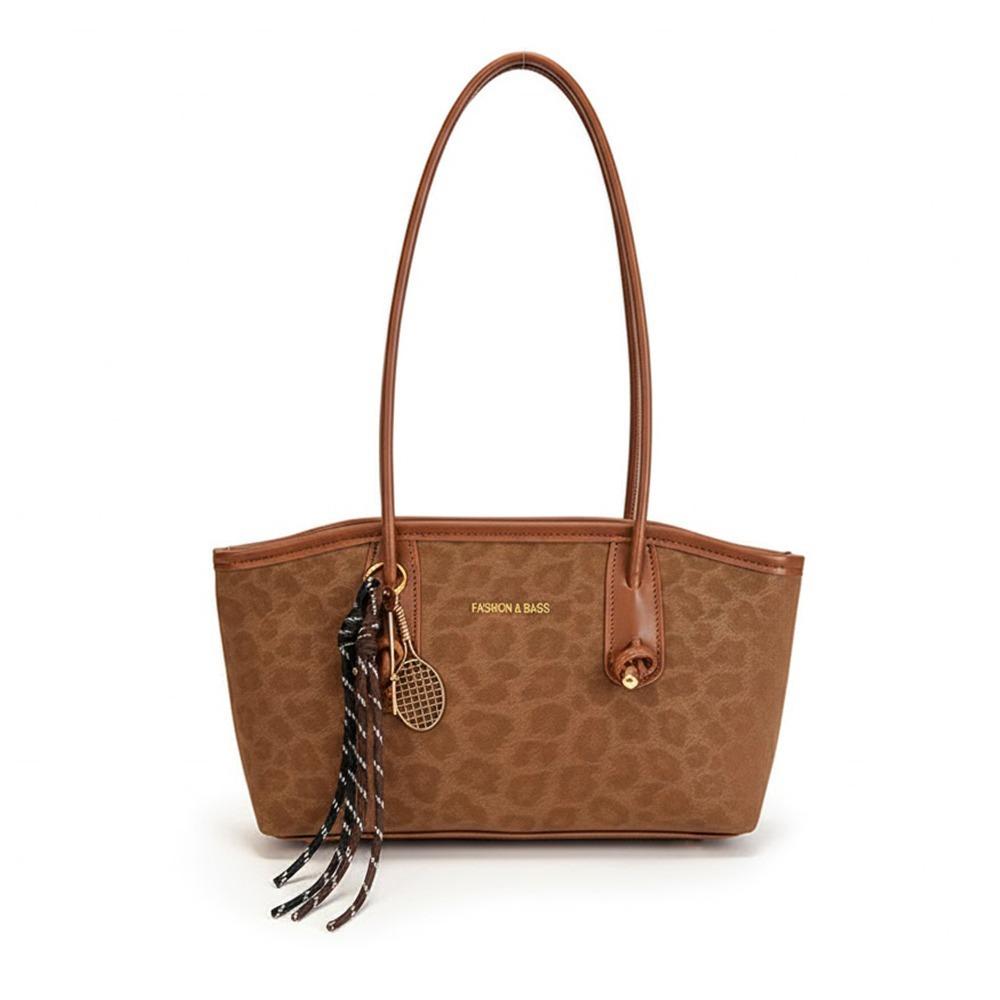 

Unique Leopard Print Underarm Shoulder Bags PU Leather Large Capacity Women s Handbags Retro Tote Bag Autumn and Winter коричневый