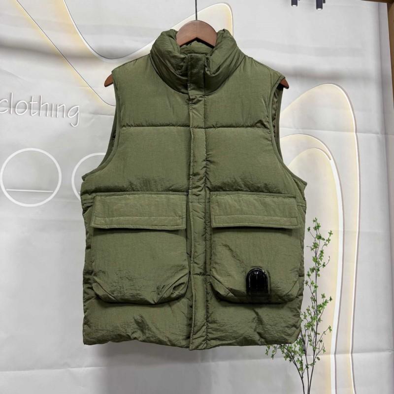 CP Stand Collar Company Badge Padded Vest Streetwear Winter Warm Coat Men