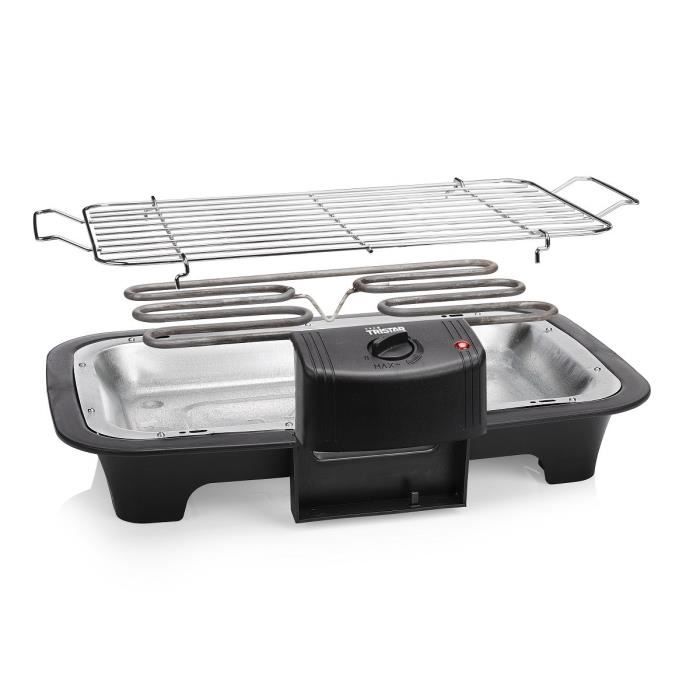 Barbecue électrique de table TRISTAR BQ2813 - Noir - 2000W - Surface de cuisson 38x22cm