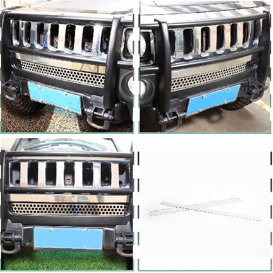 GrillSpoiler Bumper Vent i Rustfritt Stål med Honningkake-netting passer til Hummer H3 2005-2009, Ventilasjonsgitter Deksel