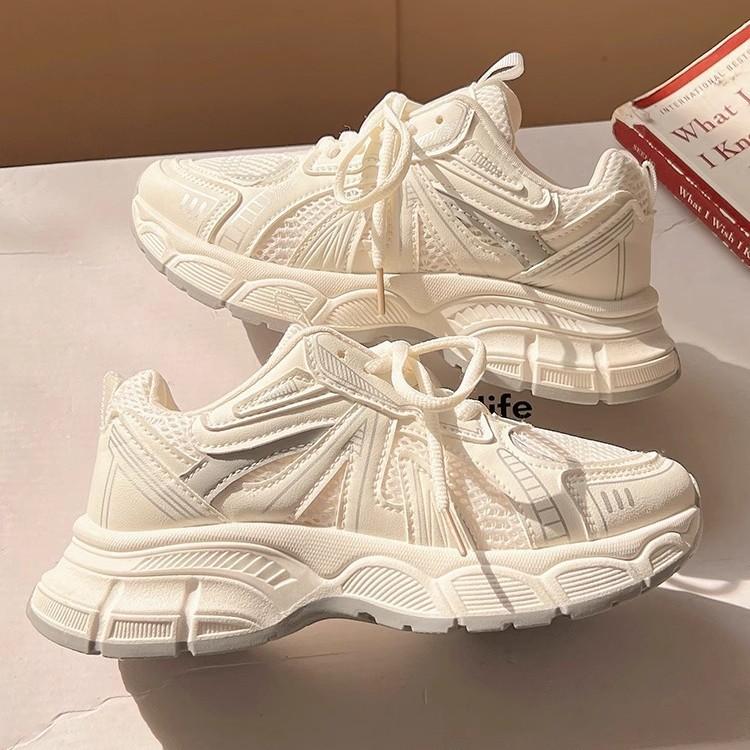 Thick-soled dad shoes girl 2025 new summer breathable mesh white shoes casual sports super fire shoes are not tired