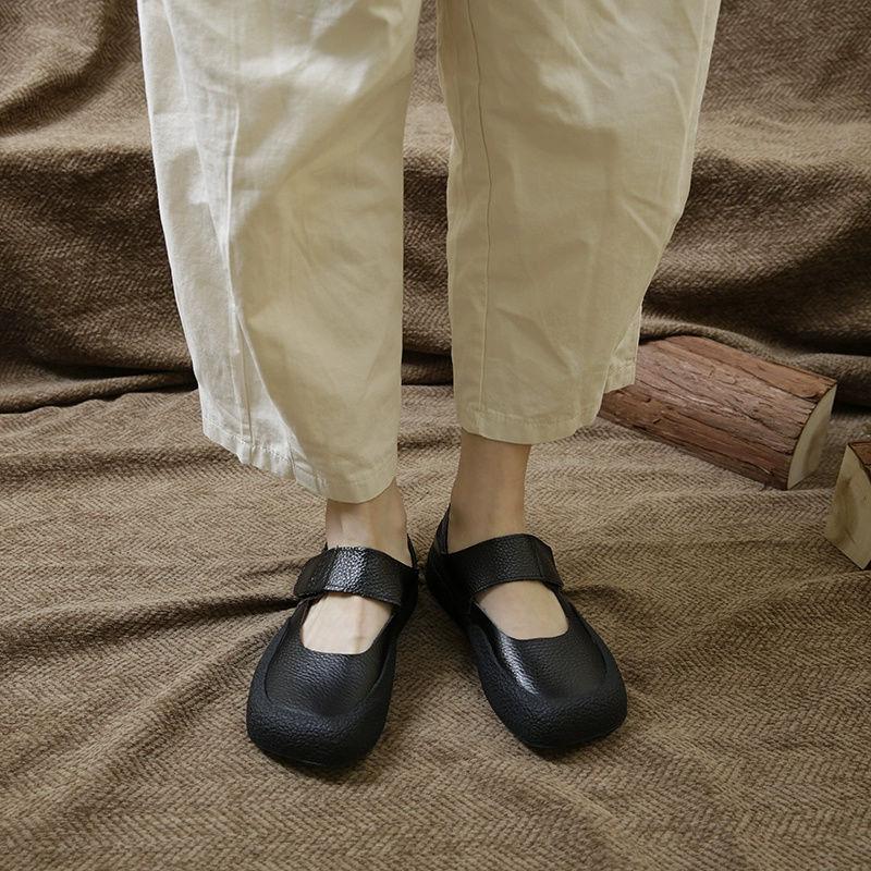 Fashion New mary janes retro flats shoes women's green loafer shallow mouth square toe nurse shoes ladies autumn genuine leather flats