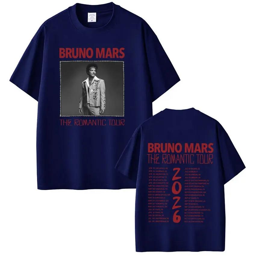 Bruno Mars The Romantic Tour 2026 Print Tees Men Women Gothic Punk T-shirts Summer Short-sleeved Vintage Fashion Cotton T-shirts