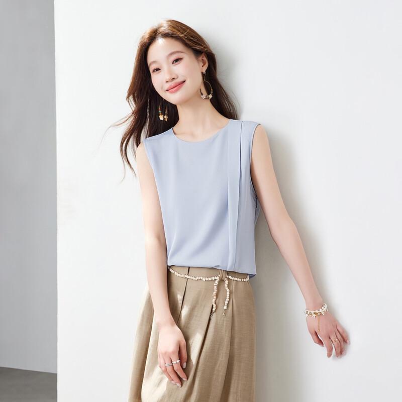 Srcr 19 Momme Silk Pleated Sleeveless Vest XL