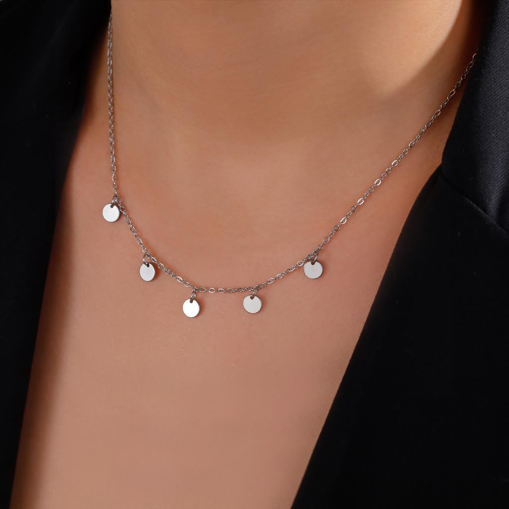 Korean Round Circle Pendants Choker Necklace Women Minimalist Neck Chains Geometric Trendy Jewelry Birthday Gift