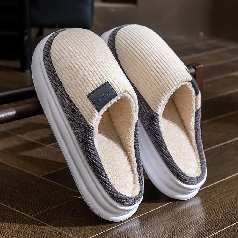 Cotton slippers autumn and winter indoor home non-slip thick bottom piled warm couple fluffy slippers