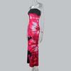 European & American Style Sexy Slim Fit Strapless Printed Long Dress with Side Slit for Women