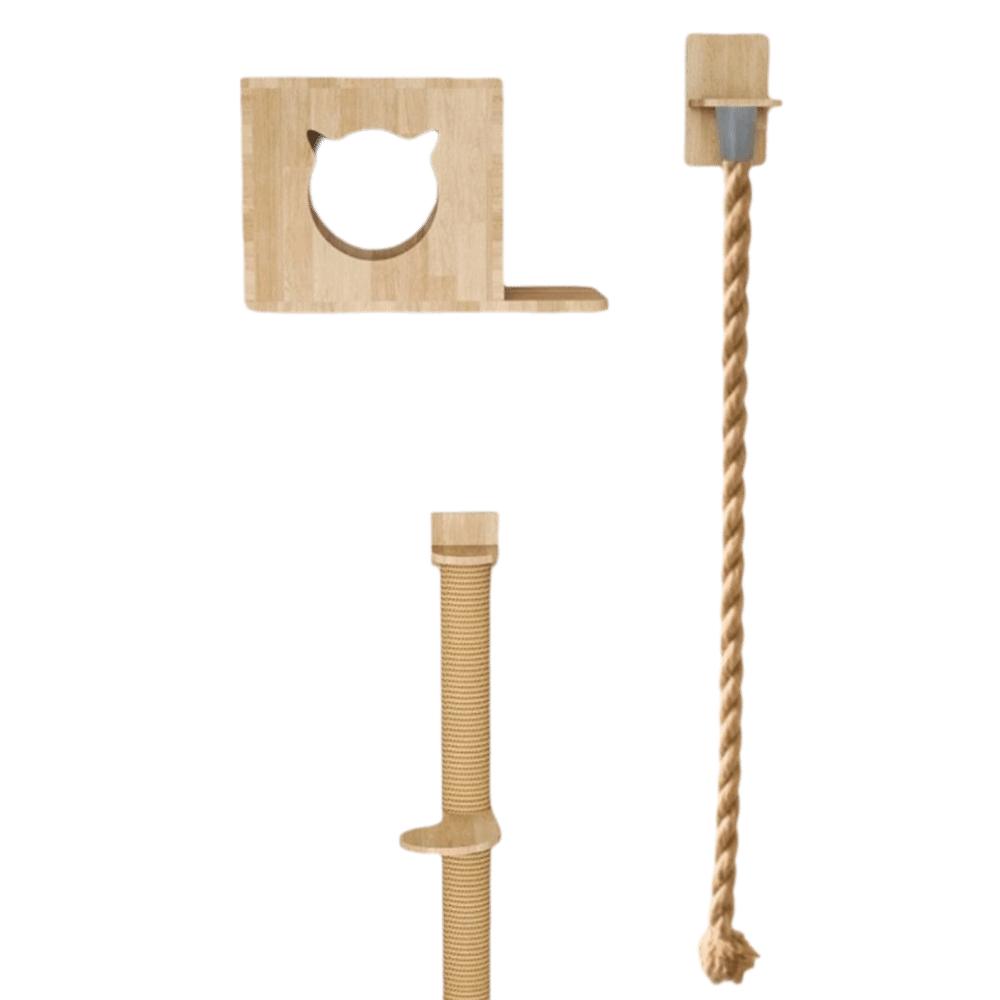 Sisal Rope Cat Climbing Shelf Interactive Multi-Level Scratching Post Rope Durable Wall Mounted Pet Climbing Rope Tree