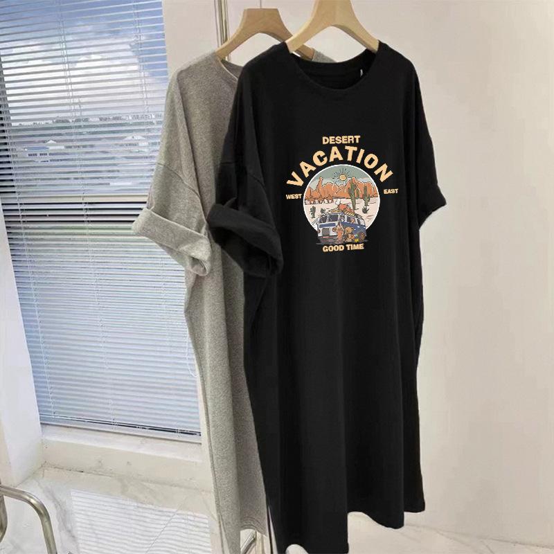 Maternity Summer Dress Pregnant Mother New Fashion Short Sleeve Loose Long Knee Maternity Skirt Summer