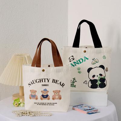 Bolsa de Lona Três Ursinhos Simples e Fofa Bolsa de Mão Carregar na Mão Caminhada Saco de Presente Saco de Armazenamento Urso