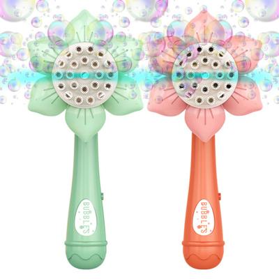 Electric Sunflower Bubble Maker Wand 23 Holes Flower Shape Kids Handheld Automatic Bubble Blower Machine Toy Boys Girls Birthday Gift