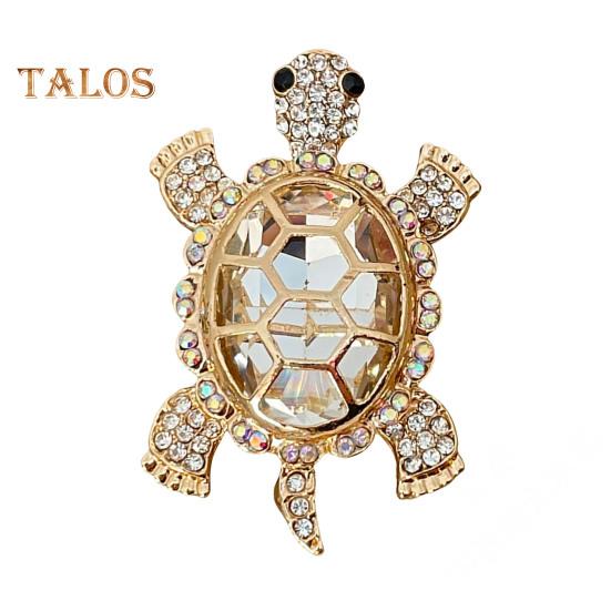 Women Turtle Brooch Rhinestone Anti-slip Faux Crystal Wear-resistant Suit Coat Collar Hat Scarf Decoration Clothes Pin Prom Party Garment Jewelry