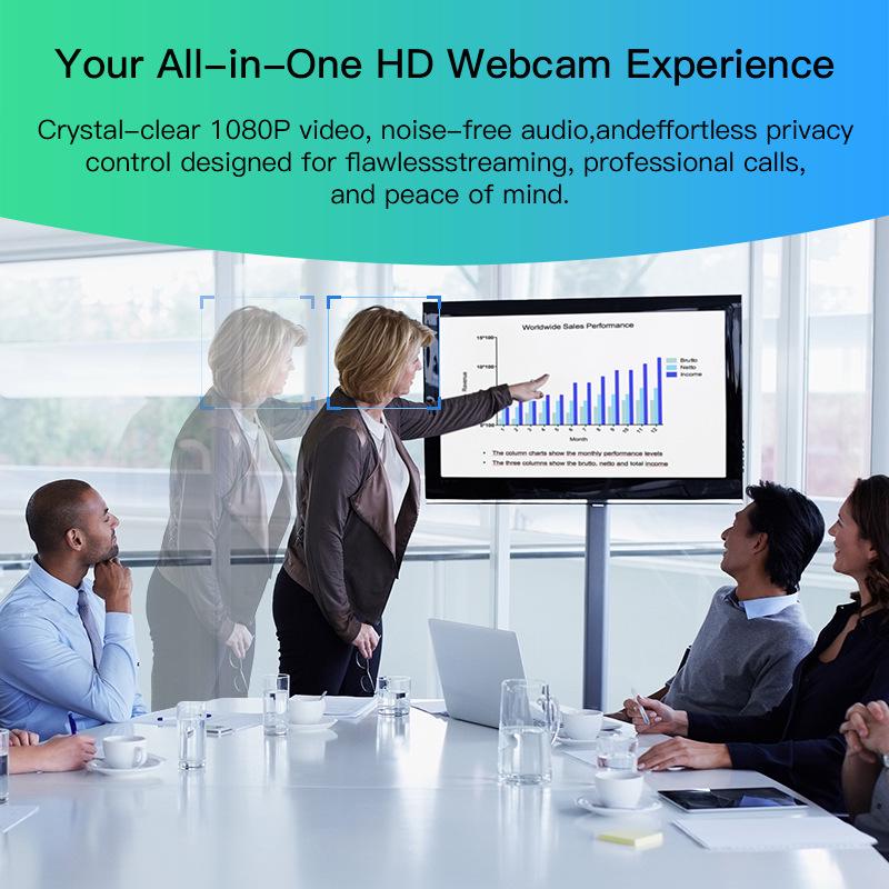 1080P HD USB Webcam with Microphone for Live Broadcast & Video Conferencing