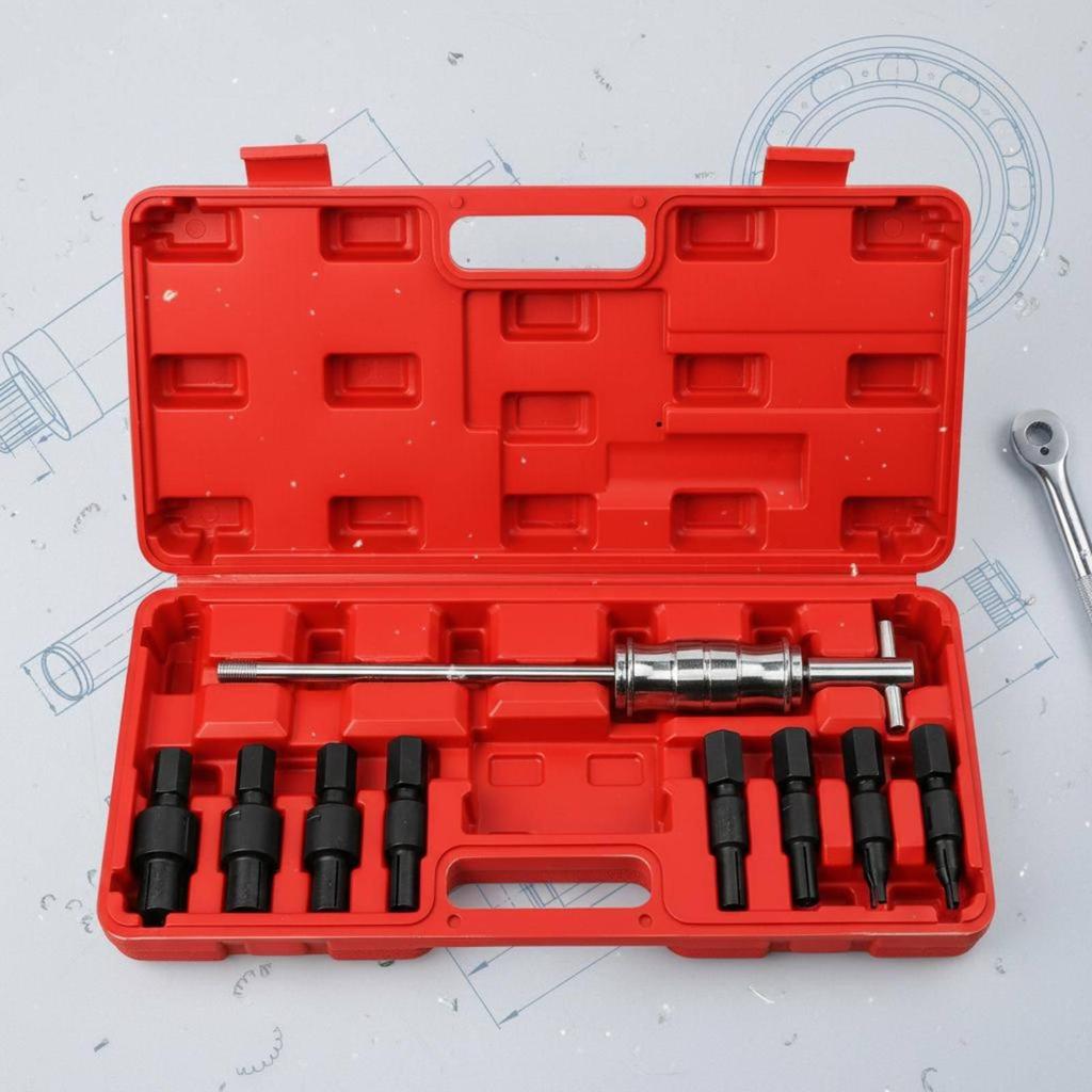 9 Pieces Slide Hammer Bearing Extractor Blow-Molded Case for Auto Repair Workers