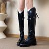 V-mouth elastic but knee boots autumn and winter legs straight high-heeled boots tall pointed knight boots