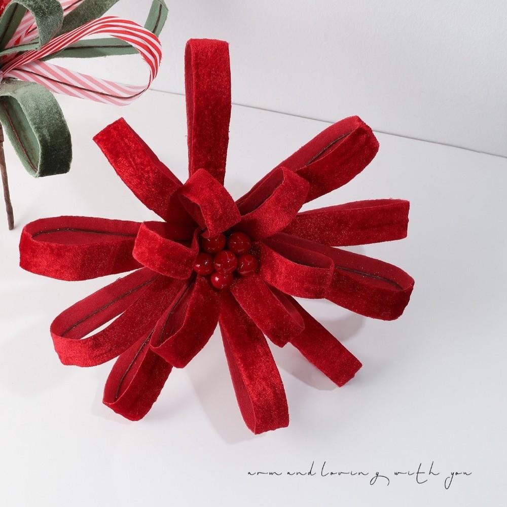 Neue 25 cm künstliche Weihnachtssternblume Beflockter Stoffband Simulationsblumen DIY Weihnachtsblume Weihnachtsbaumzubehör