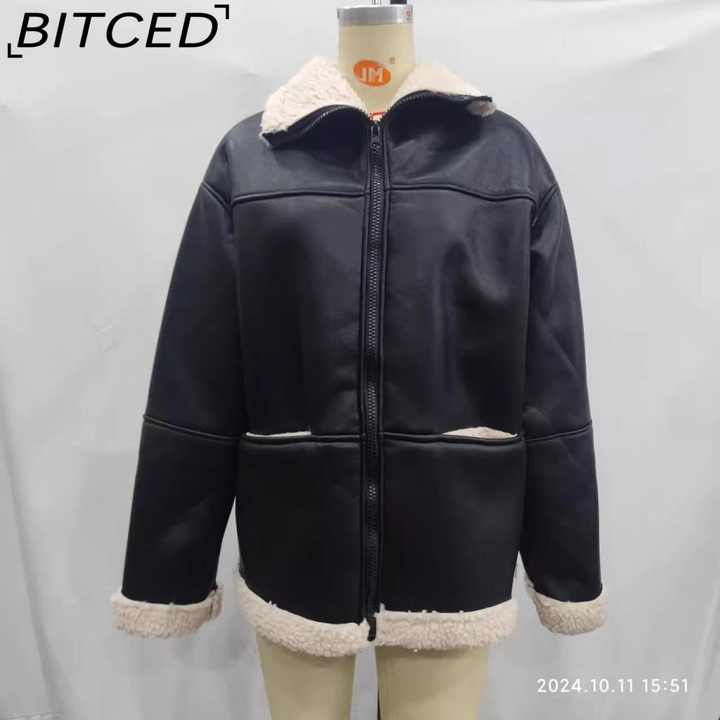 BITCED Women's Autumn/Winter Plus Size Fashion Shearling Coat Loose-Fit Shearling Coat