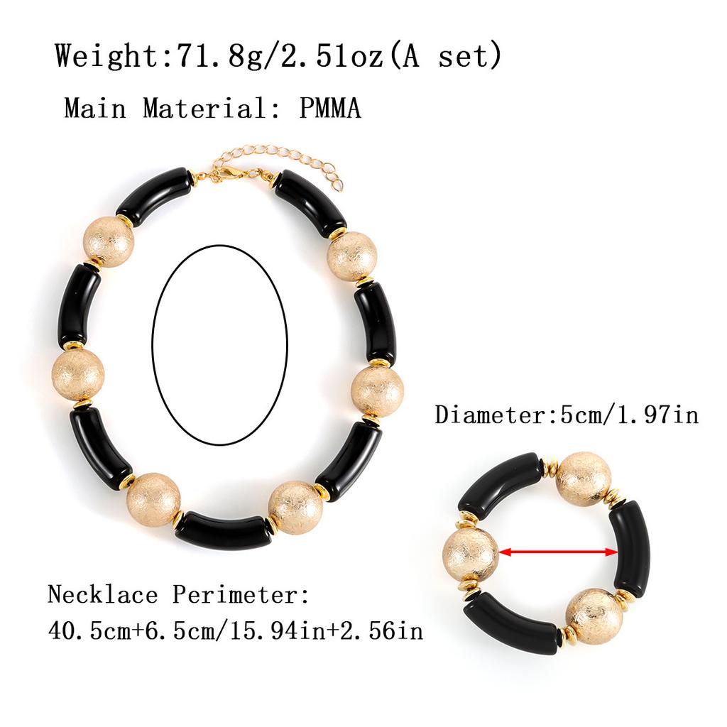Acrylic Bamboo Ring Jewelry Personalized Exaggerated Large Bead Bracelet Necklace Set