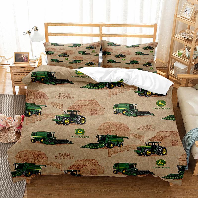 Four-Wheeler Tool Tractor 3D Digital Printing Bedding Three-Piece Set