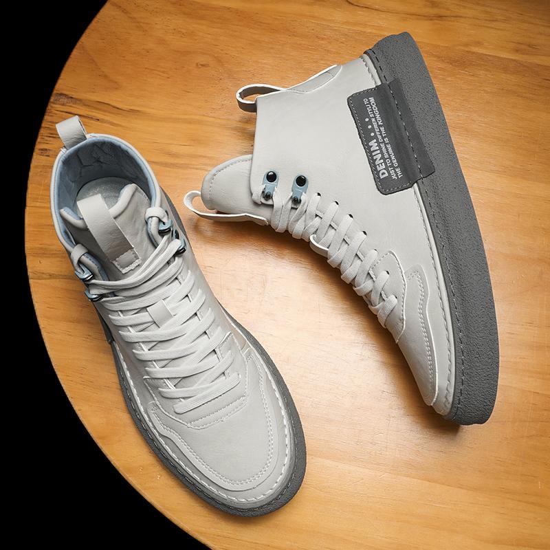 Fashion Spring Autumn Fashion Leather Boots Men High-top Ankle Boots  Comfy Men Casual Sneakers Handmade Skate Shoes Men Vulcanize Shoes