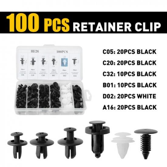 100PCS Trim Clip Car Push Rivet Pin Door Bumper Panel Retainer Fastener Kit