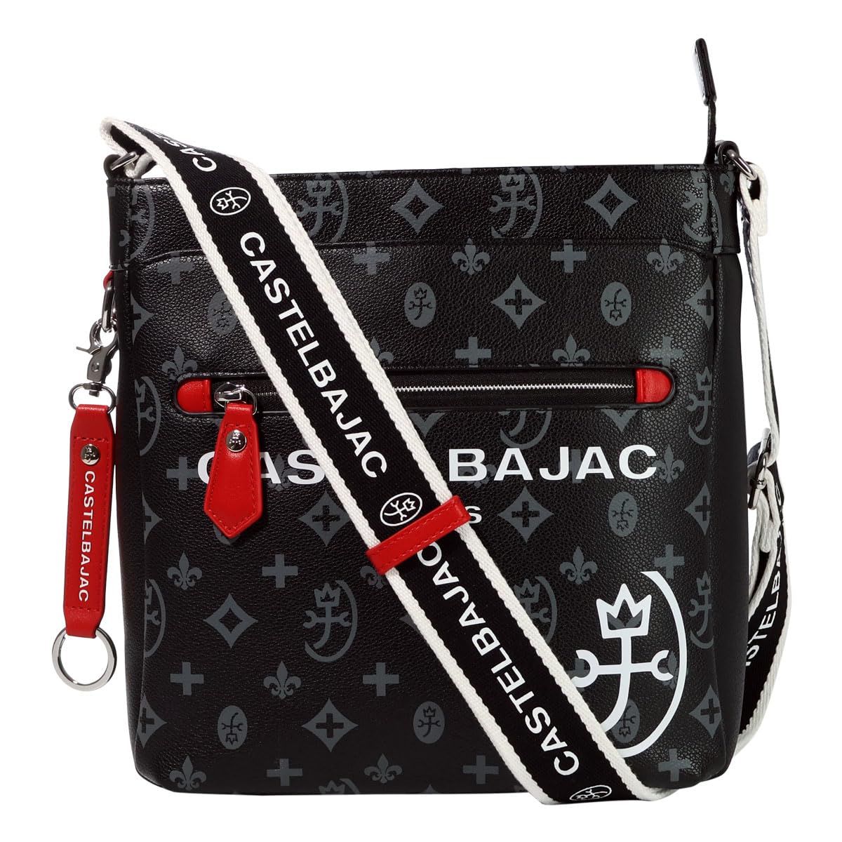 

Повседневная вертикальная наплечная сумка Castelbajac с ремешком и ключом, большая, с принтом Sasha, черная, мужское кольцо, по всей поверхности (048123) [01]