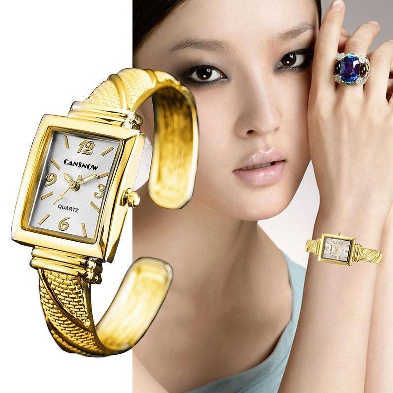 CANSNOW Bangle Watch Mujer Relojes Womens Watches Stainless Steel Bracelet Quartz Wrist Watch for Ladies New Design Female Clock