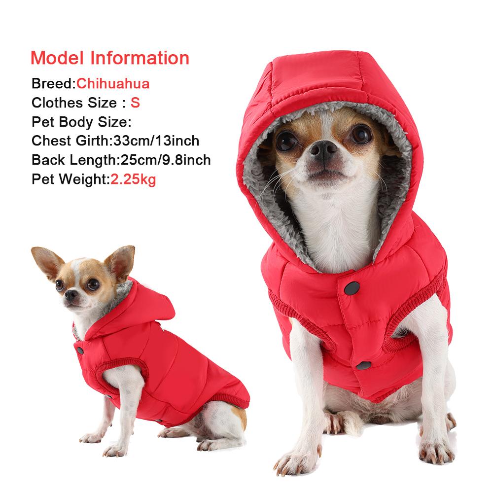 Winter Pet Puppy Clothes Hooded Jacket For Small Medium Dogs Cats Waterproof Thick Dog Coat Hoodie With D-ring Chihuahua Outfits