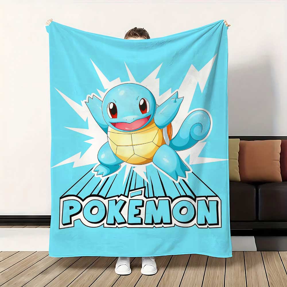 Pokem-Squirtles Cushion Blanket for Decorative Sofa Bedspread on the Bed Fluffy Soft Blankets Home Bedroom Decoration Throw Knee